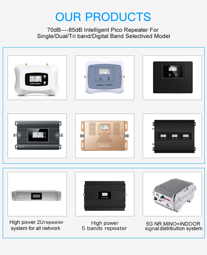 Signal-Verstärker-Ausrüstung 17 des LCD-Anzeigen-2G 3G 4G Doppelbandverstärker-1800/2100MHz zelluläre